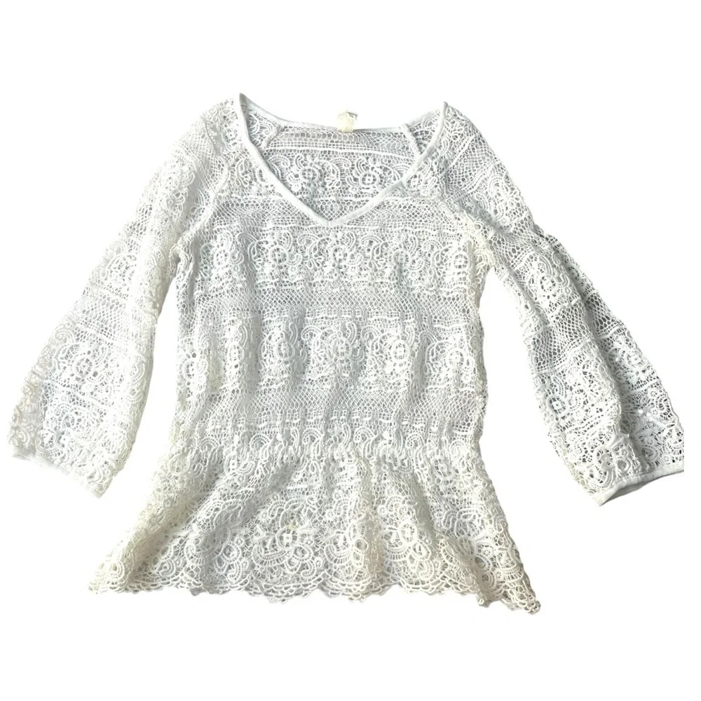Free People Crochet Lace Boho Peplum Top